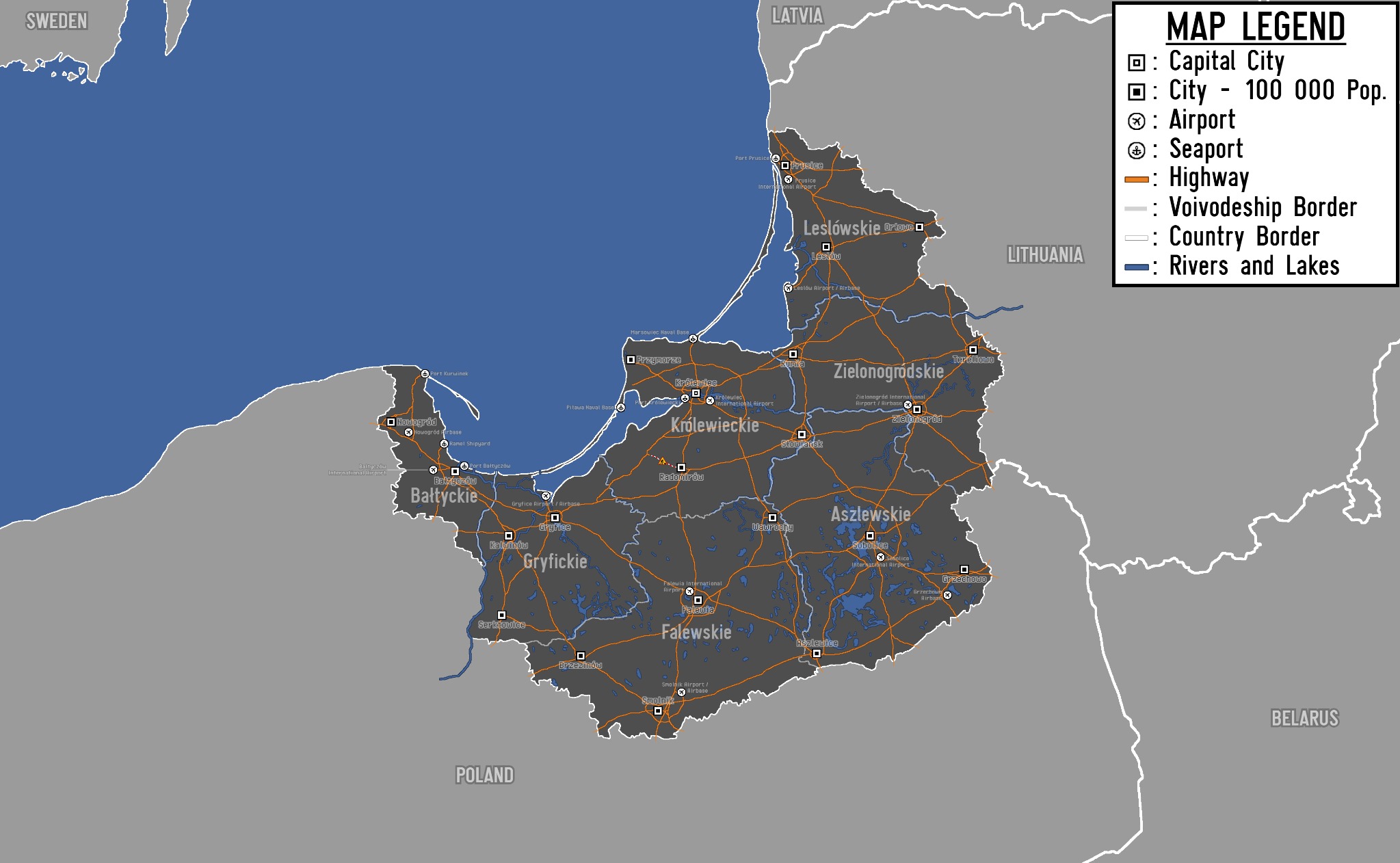 Overview map of Ashlinsk and neighbouring countries